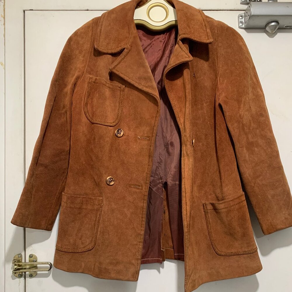 VINTAGE THICK SUEDE LEATHER DOUBLE BREAST JACKETS SIZE S